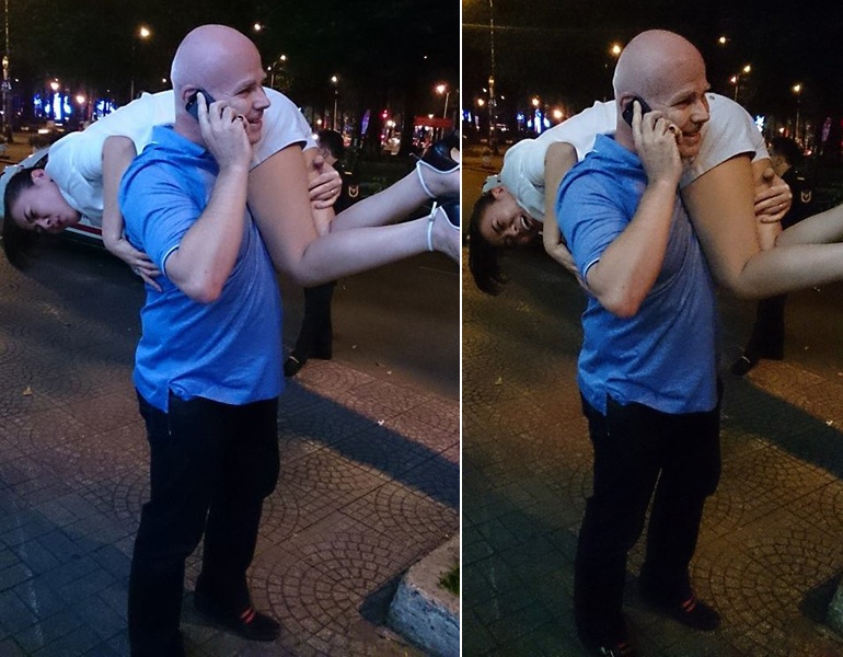 Thu Minh duoc chong Tay vac tren vai hinh anh