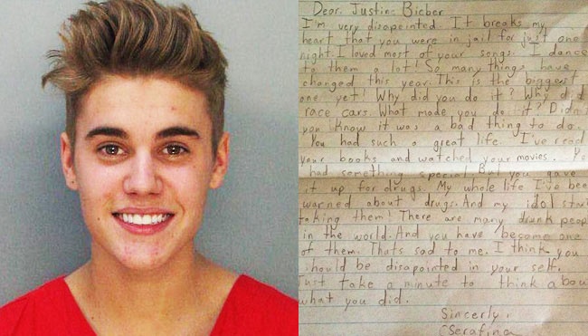 Justin Bieber bi fan 8 tuoi viet thu trach moc hinh anh
