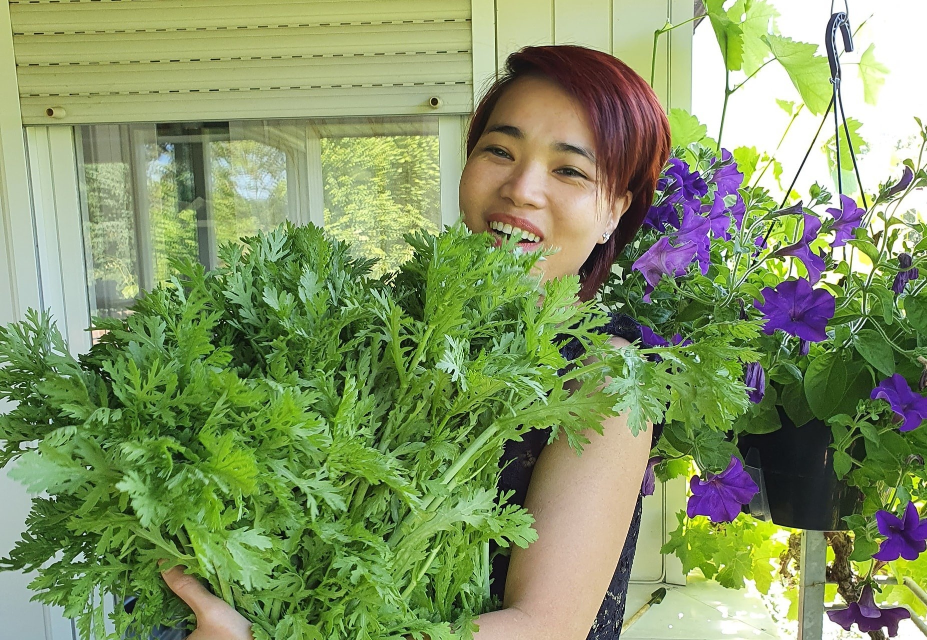 Vuon rau 20 loai tren ban cong cua gia dinh Viet o Duc hinh anh