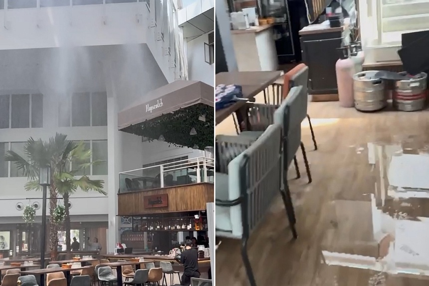 Nuoc do nhu thac ngay giua trung tam thuong mai Singapore hinh anh