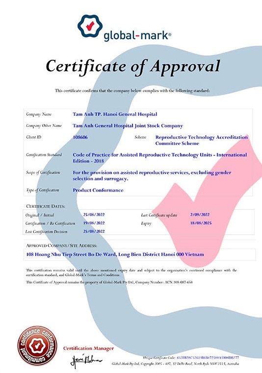 Bệnh viện Tâm Anh, chứng chỉ RTAC ảnh 2 Benh vien Tam Anh, chung chi RTAC anh 2