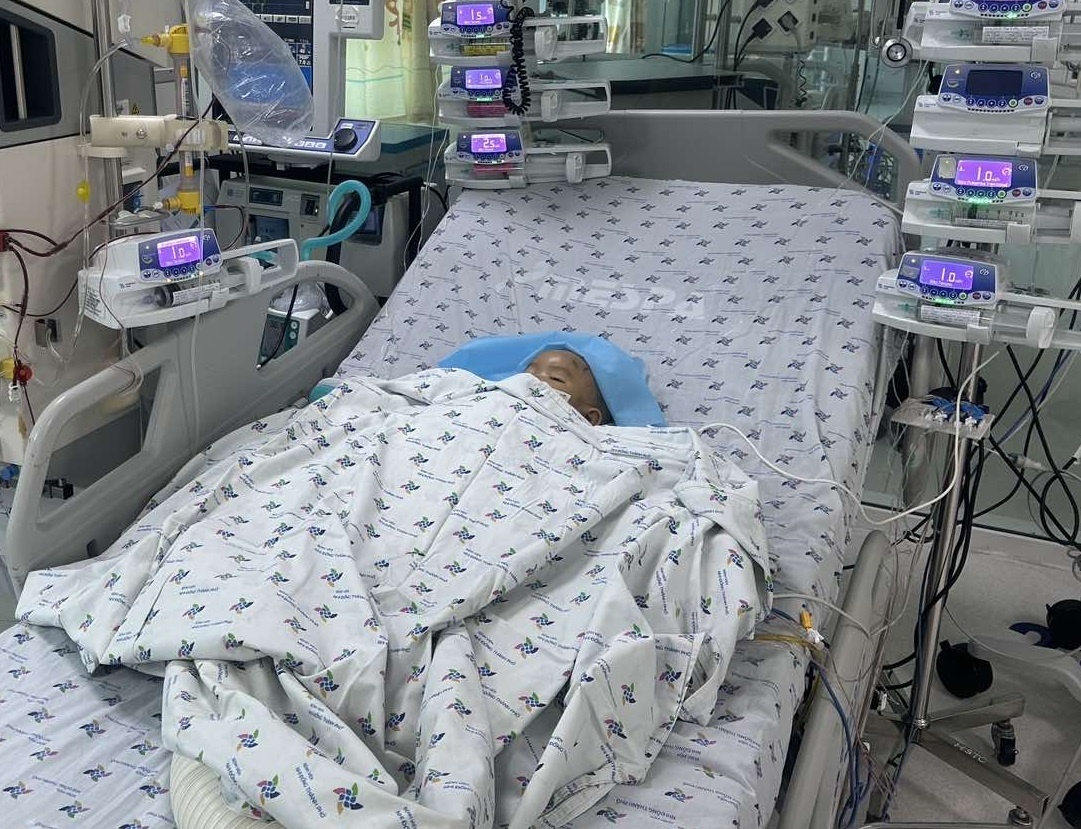 Be 8 thang tuoi soc sot xuat huyet nang, suy gan than hinh anh