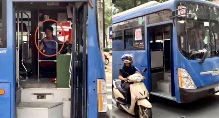 Tai xe xe buyt phun nuoc bot thach thuc nguoi di duong khi bi nhac nho hinh anh