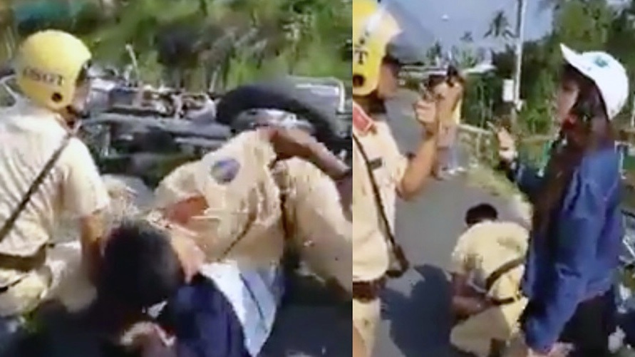 Lap bien ban vi pham nong do con, CSGT bi dap, chui boi hinh anh