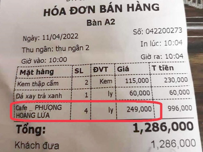 Quan o Bao Loc ban ly ca phe gia 249.000 dong hinh anh