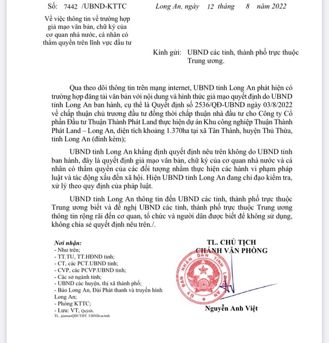 gia mao quyet dinh cua UBND Long An anh 1