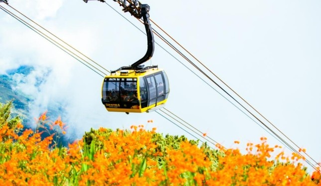 Cap treo len dinh Fansipan dong cua gan mot thang hinh anh