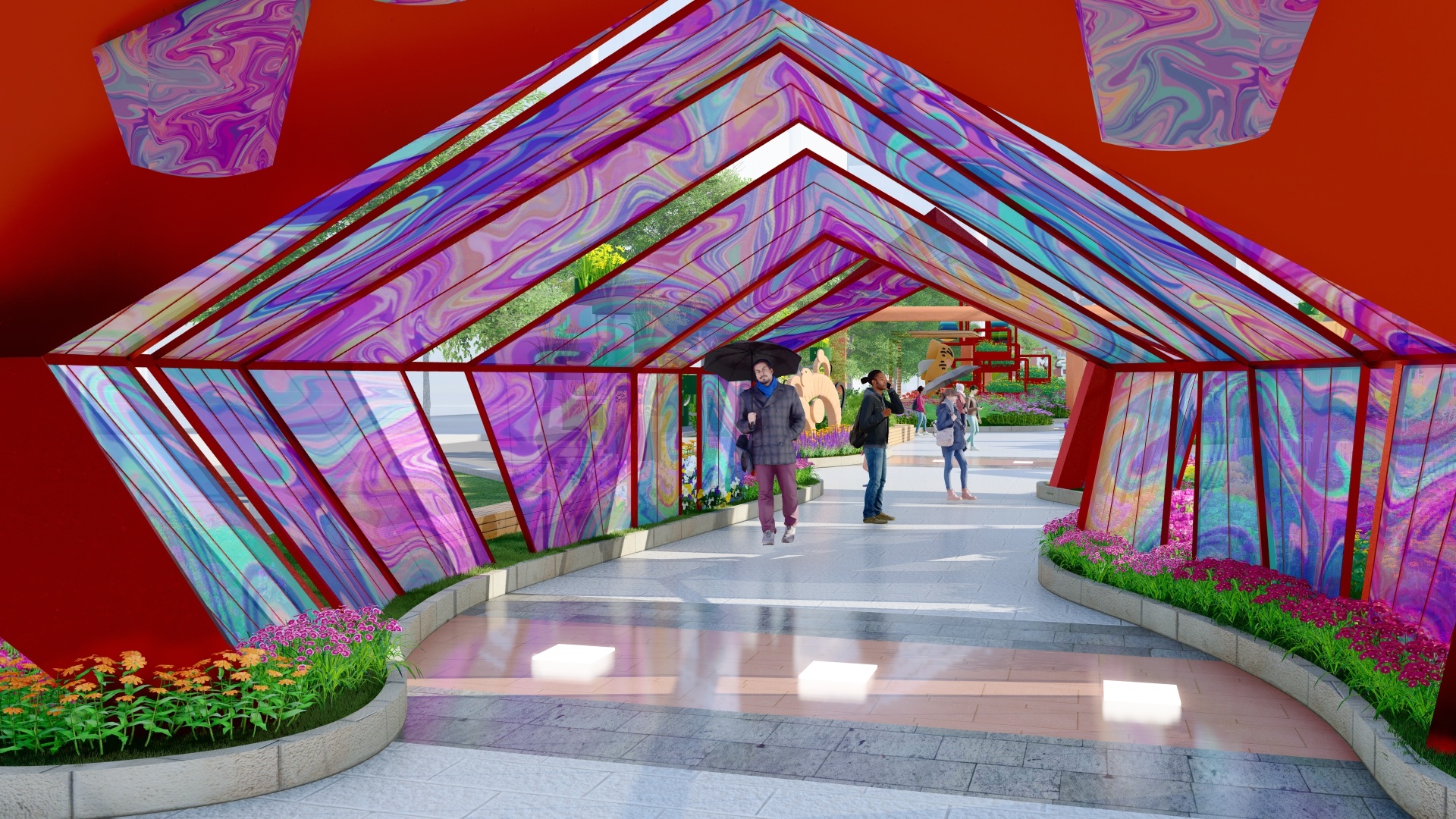 Duong hoa Nguyen Hue lan dau co vom kinh trong suot cao 1,8 m hinh anh