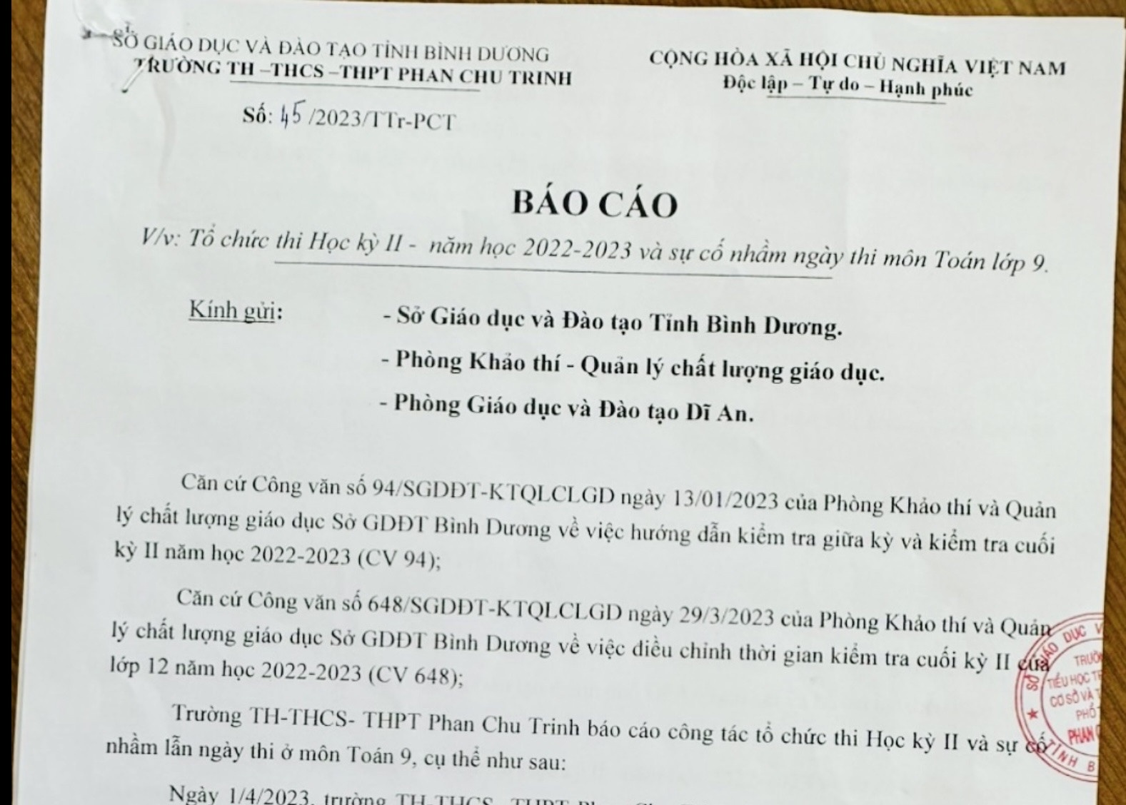 to chuc thi lai anh 1