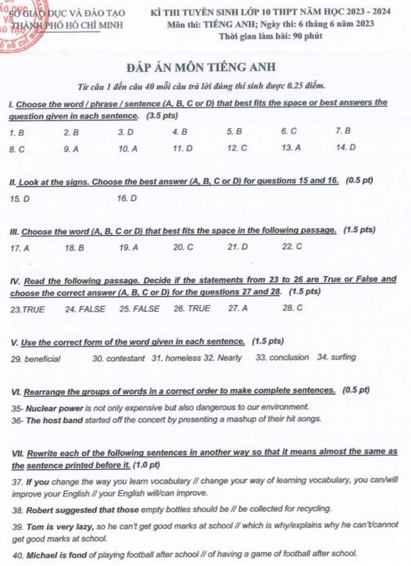 dap an chinh thuc anh 9