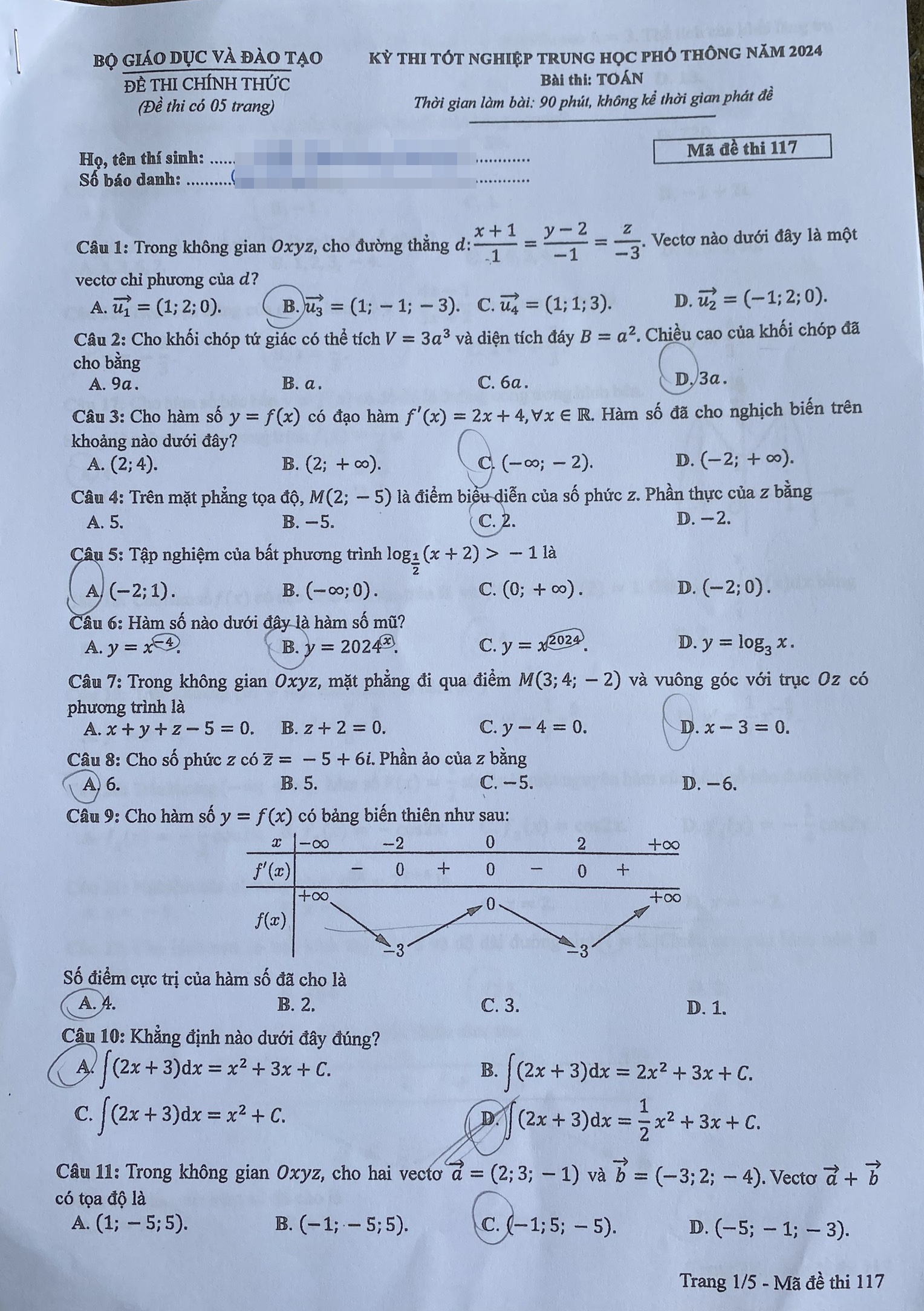 đáp án môn Toán ảnh 1 dap an mon Toan anh 1