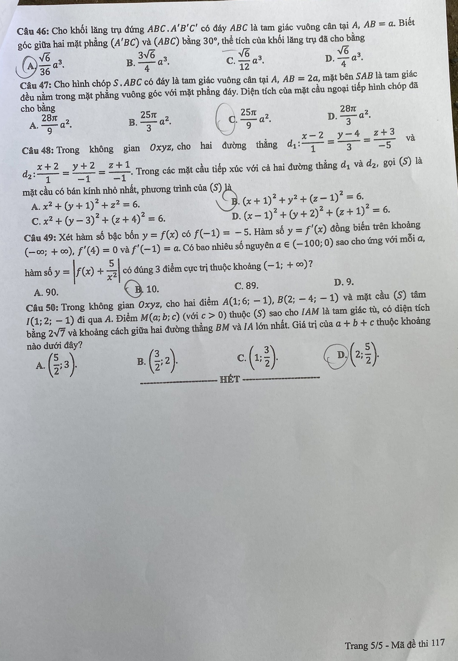 đáp án môn Toán ảnh 5 dap an mon Toan anh 5