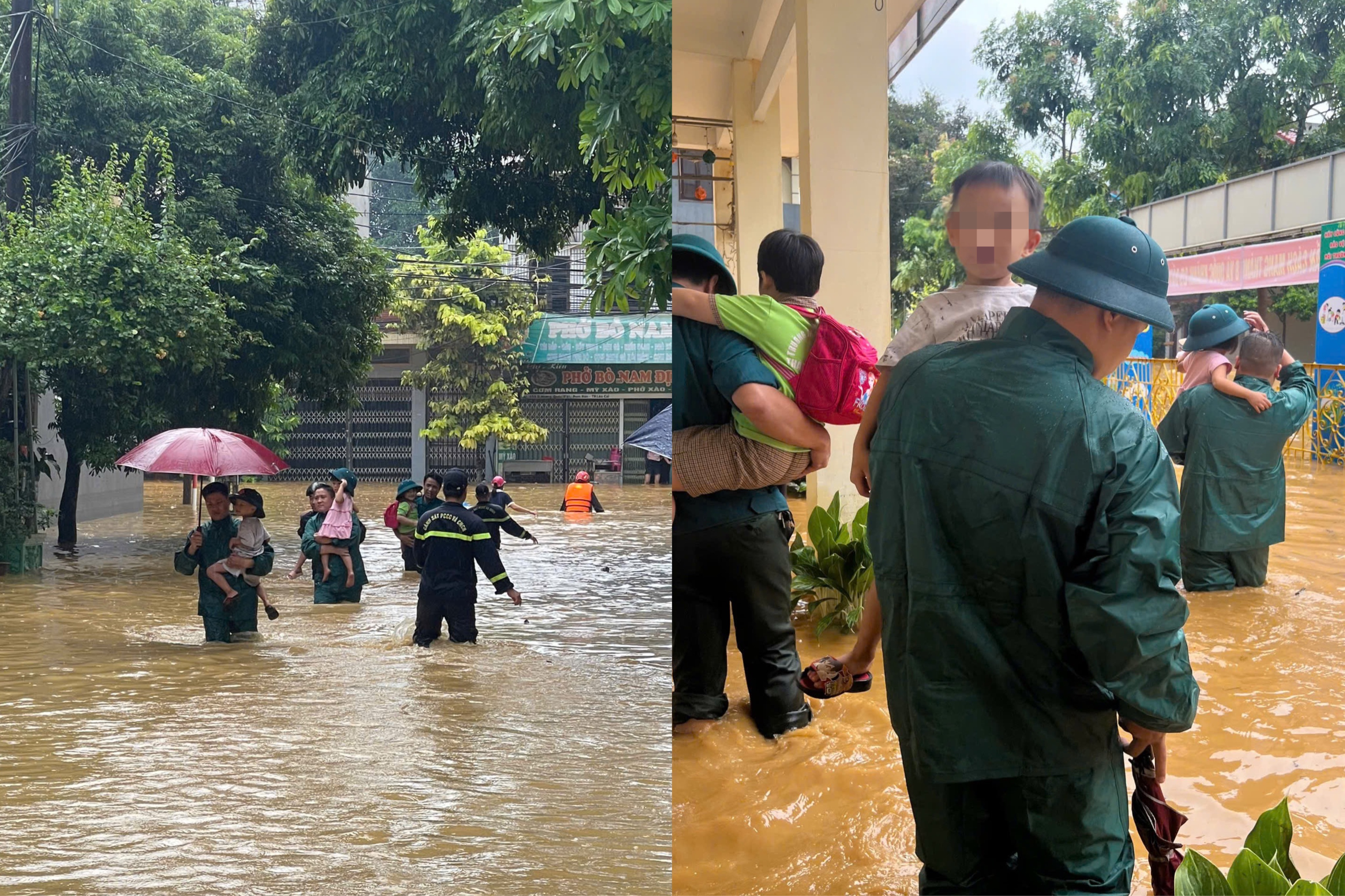 Giai cuu 8 tre mam non mac ket o truong khi lu ve hinh anh