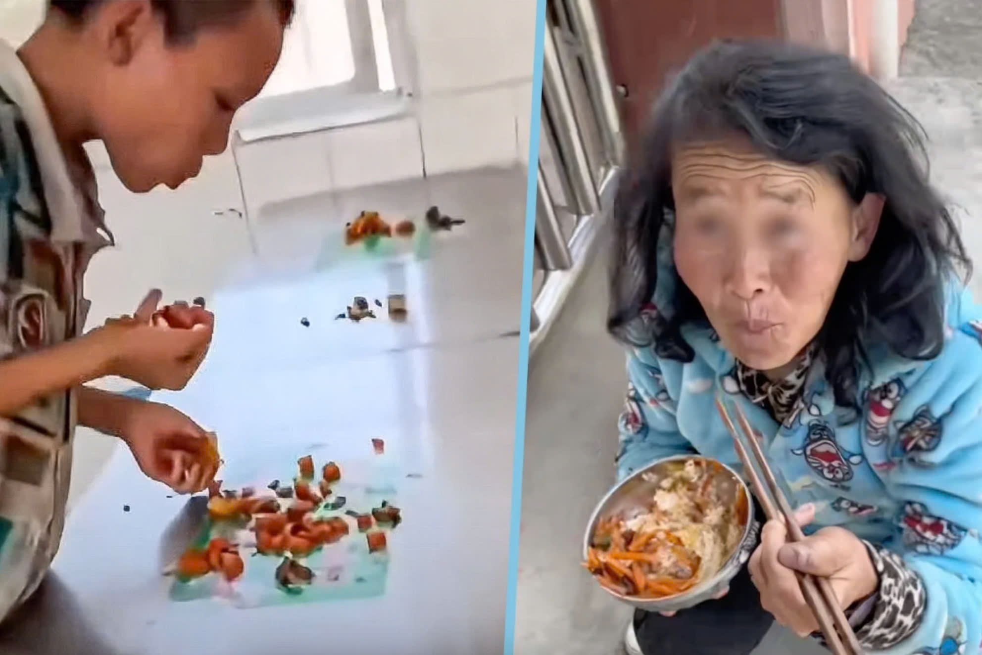 Nam sinh nhuong suat an cho me khien hang trieu nguoi xuc dong hinh anh