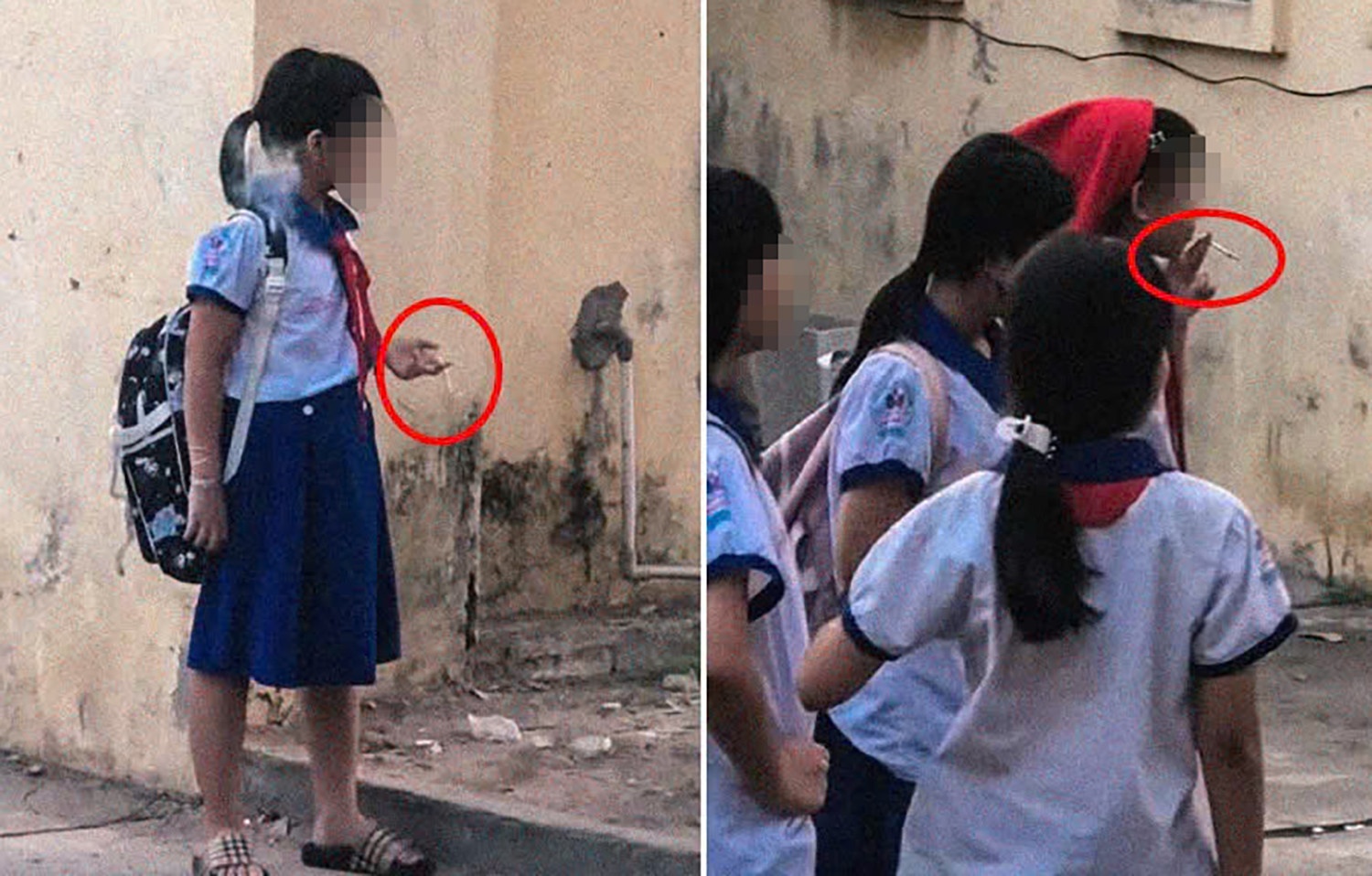 Xac minh clip nhom nu sinh tieu hoc hut thuoc la trong truong hinh anh