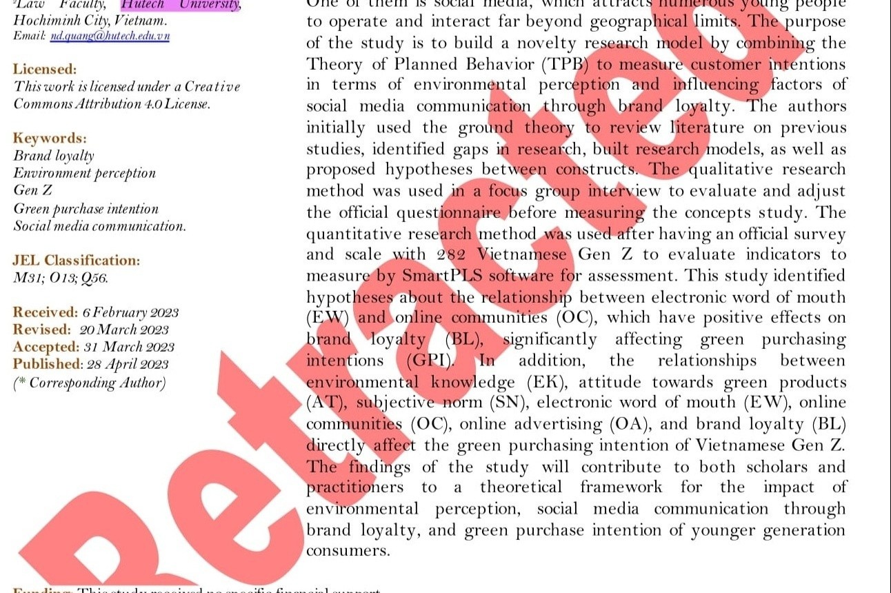 Giang vien Viet Nam bi go bai bao khoa hoc vi khong ghi ten sinh vien hinh anh