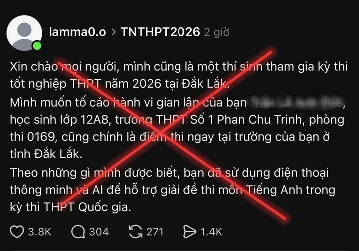 Sở GD&ĐT Đắk Lắk lên tiếng về tin thí sinh dùng AI thi tốt nghiệp
