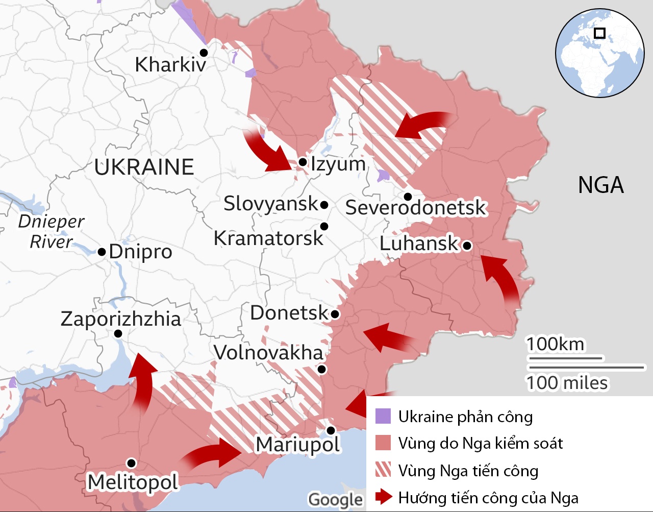 Cac huong tien cong cua Nga tai Donbas hinh anh