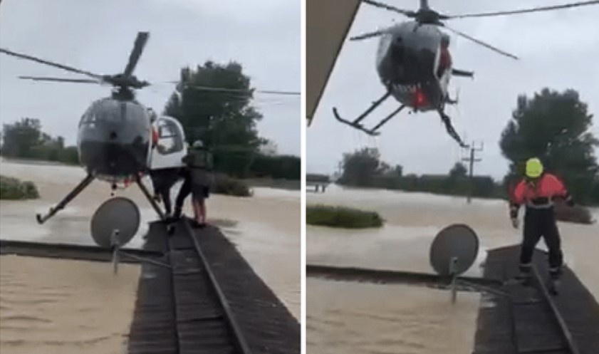 Giay phut truc thang mao hiem cuu nguoi giua nuoc lu New Zealand hinh anh