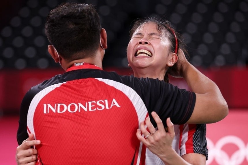 Doi VDV cau long Indonesia doi doi sau Olympic hinh anh