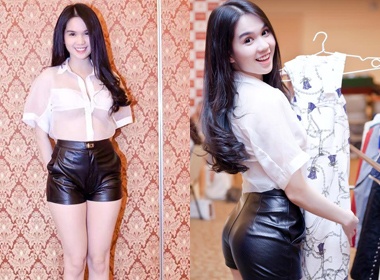 Ngoc Trinh mac vay xuyen thau voi quan sieu ngan hinh anh