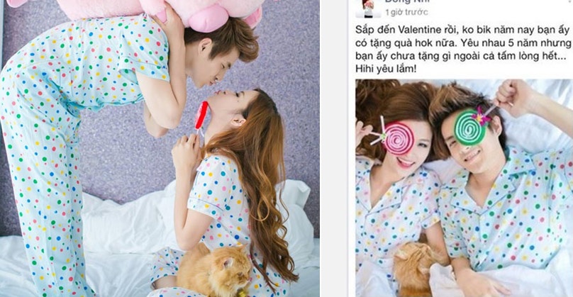 Dong Nhi - Cao Thang chia se khoanh khac Valentine dang yeu hinh anh