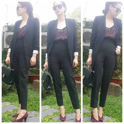 Hay lịch lãm cùng quần âu và vest.