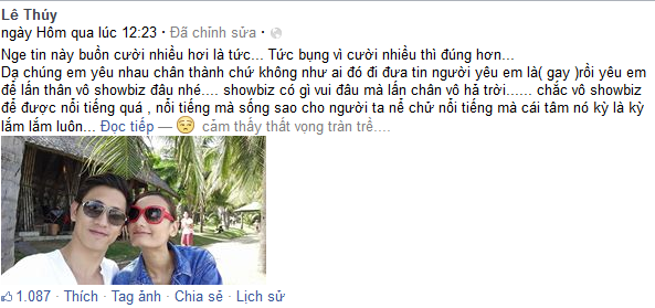 Bức xúc của Lê Thúy.