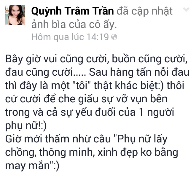 Dòng chia sẻ chua xót của Quỳnh Trâm.