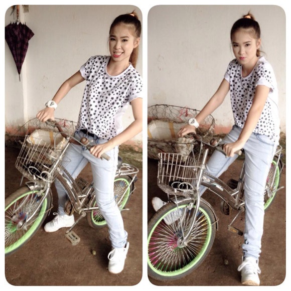 Không biết đi xe máy là một trong những bí mật của Khởi My.