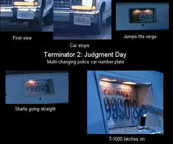 Trong một số cảnh khác chiếc xe cảnh sát trong Terminator 2: Judgment Day đổi số xe liên tục. Lúc thì 999018, lúc lại 999013, vừa mới đó lại đổi sang số 999232...