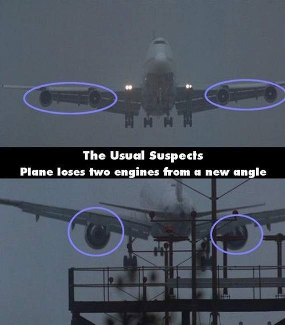 Thêm một lỗi nữa của Suspects, hai động cơ máy bay bên mỗi cánh, bây giờ chỉ còn 1
