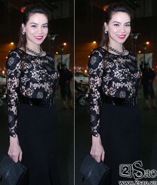 Hồ Ngọc Hà toát lên nét đẹp thanh lịch và sang trọng với váy ren hoa phần nửa thân trên.