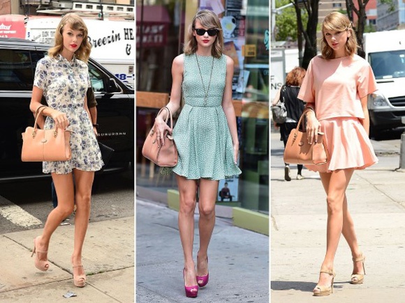 aylor Swift là một trong những nghệ sĩ có gu thời trang ấn tượng nhất nhì Hollywood. Cô ấy có tình yêu vô bờ bến với các mẫu váy trẻ trung, kẹo ngọt, đáng yêu khoe đôi chân thon dài.