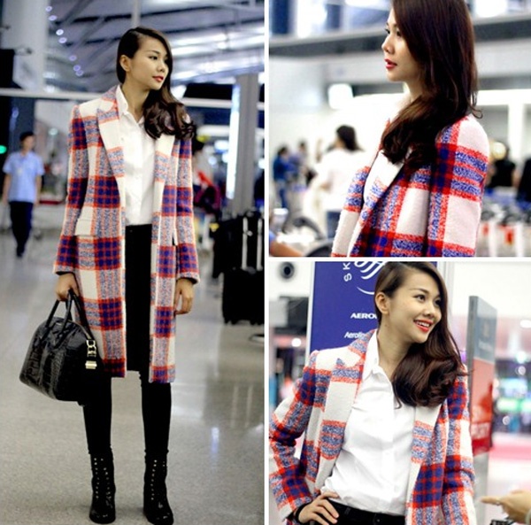 Thanh Hằng sở hữu dáng cao ráo, thanh thoát nên những chiếc áo choàng dài là item đầu tiên giúp cô càng trở nên quý phái. Siêu mẫu cũng