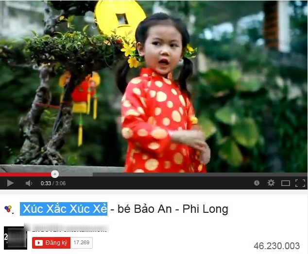 ơn Tùng M-TP vẫn bị thua một đối thủ đáng gờm khác. Đó là cô bé Bảo An Đồ Rê Mí với MV thiếu nhi Xúc xắc xúc xẻ. Sau 4 năm phát hành (2011), tính đến thời điểm hiện tại, MV này đạt hơn 46 triệu lượt xem. Trong khi đó, Em của ngày hôm qua vẫn đang dừng ở mức gần 42 triệu lượt xem.