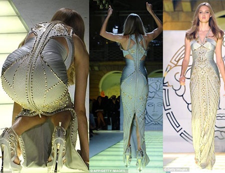 Cô ngã trong show của Versace năm 2012, 2014.
