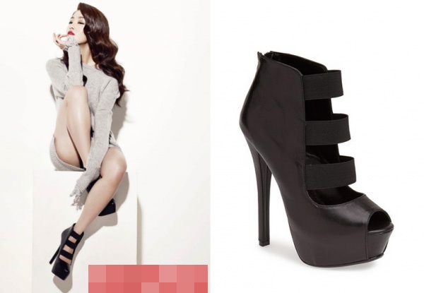 Sunhwa (Secret) gợi cảm với giày cao gót hiệu Steve Madden giá 105 đô la (tương đương 2,2 triệu đồng).