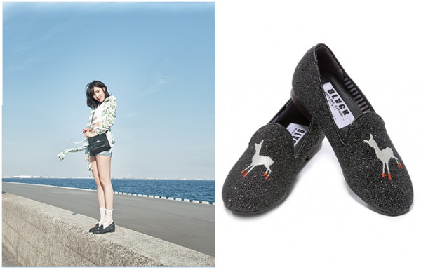 HyunA (4Minute) cá tính với giày đen hiệu Martine Sitbon với giá 112 đô la (tương đương gần 2,4 triệu đồng).