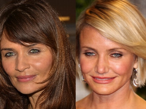 Nữ diễn viên Cameron Diaz và người mẫu Helena Christensen giống nhau từ đôi mắt xanh hút hồn, màu tóc vàng óng ả cho tới cái miệng cười rất duyên.