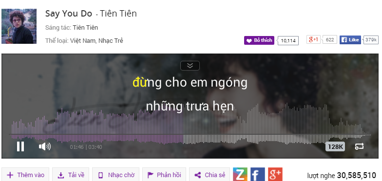 Tiên Tiên vẫn chiếm ưu thế trên BXH ca khúc.