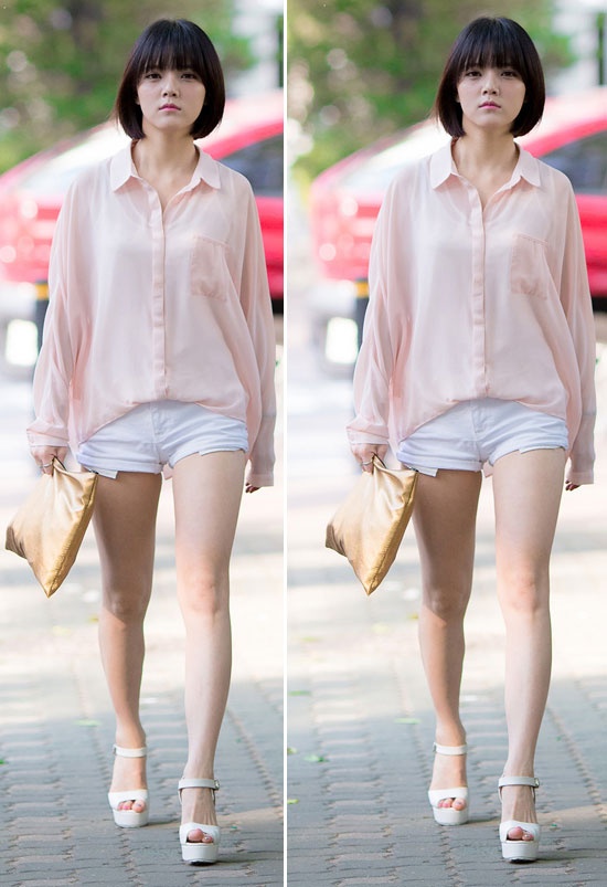 Áo sơ mi dáng thụng kết hợp quần short như Jimin (AOA) cũng là gợi ý tuyệt vời cho giới trẻ học hỏi.