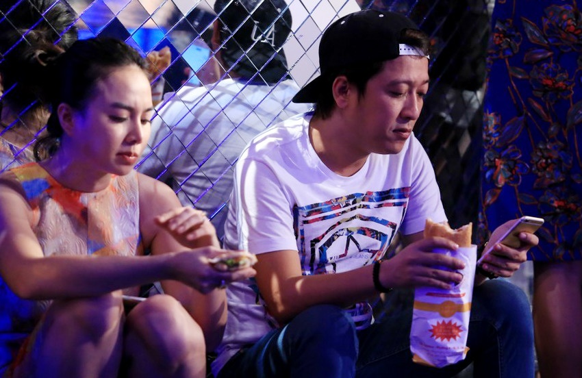 Truong Giang - Dinh Ngoc Diep an voi banh mi de quay hinh hinh anh