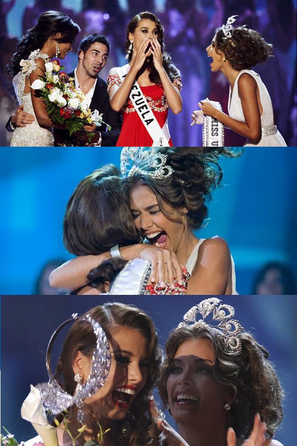 Nối tiếp Dayana, người đẹp Venezuela - Stefania Fernandez tiếp tục đăng quang HH Hoàn vũ 2009 tạo nên cú đúp lịch sử. Trong giây phút trao vương miện, hai người đẹp đồng hương ôm nhau nhảy nhót tưng bừng, quá vui nên đánh rơi cả vương miện.