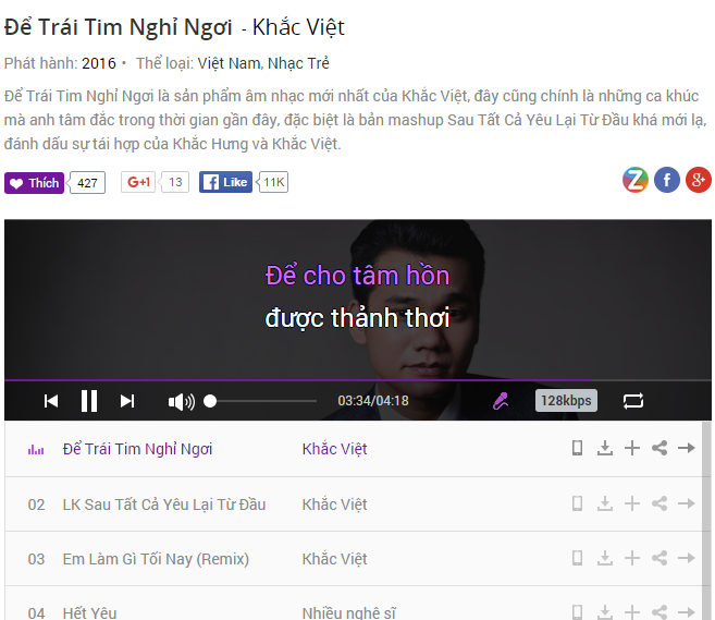 Le Quyen canh tranh Khac Viet tren Zingmp3 anh 2