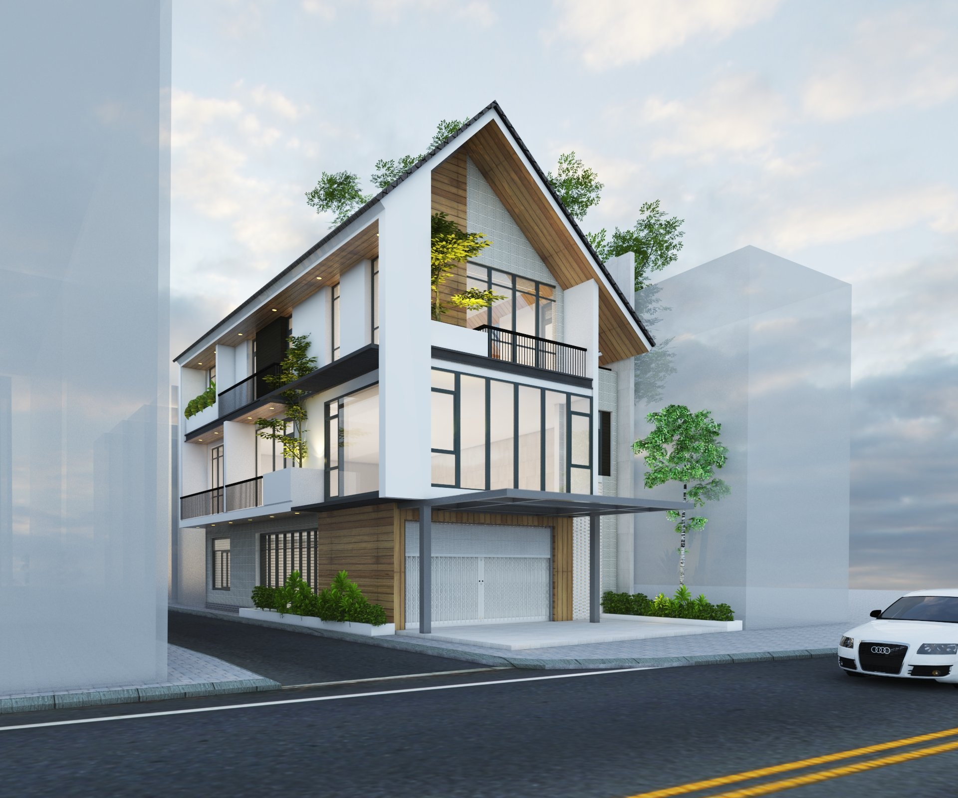 Ngoi nha thoang mat, hien dai ket hop kinh doanh vat lieu xay dung hinh anh