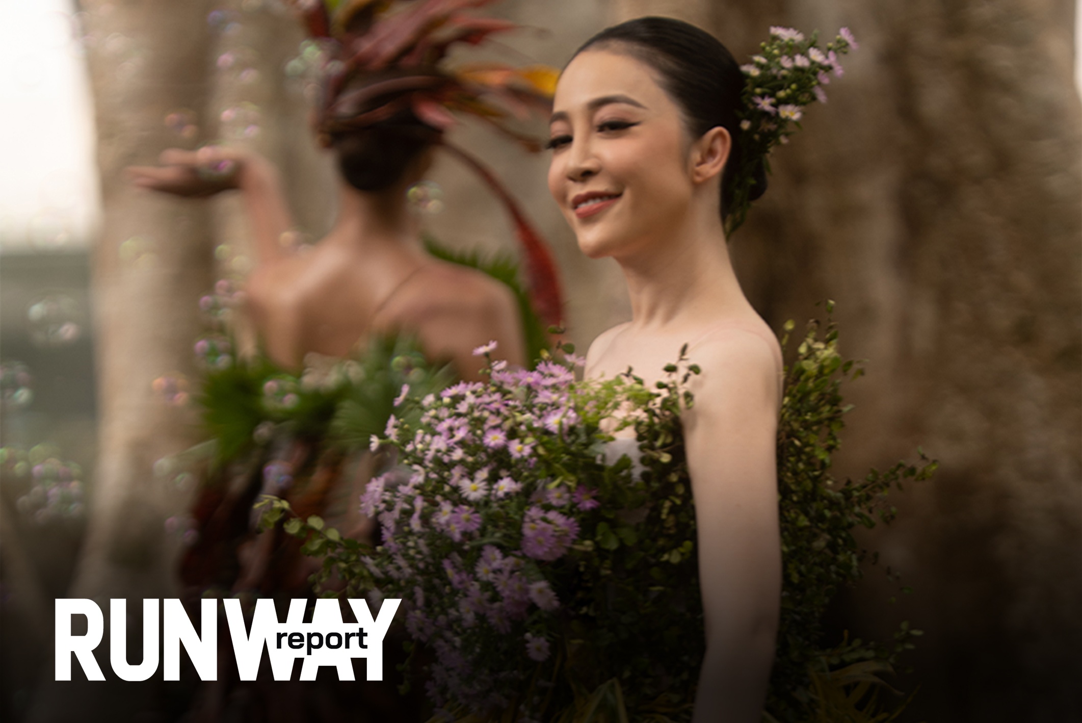 'Chim cong lang mua' Linh Nga toa sang trong trang phuc tu la cay hinh anh