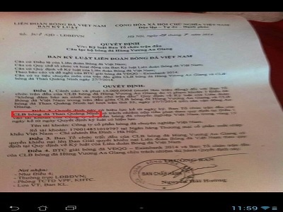 Sai sot kho do trong cong van ky luat CLB An Giang cua VFF hinh anh