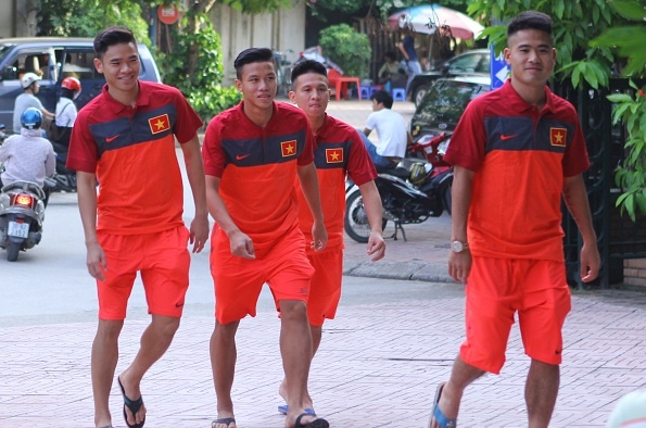 Các tuyển thủ hội quân ở khách sạn La Thành.