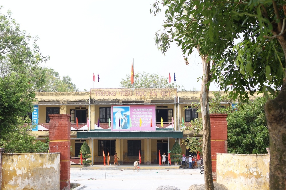 Trường tiểu học xã An Quý, huyện Quỳnh Phụ, tỉnh Thái Bình, nơi Tuấn Anh từng học và thi đấu ấn tượng từ các giải cấp xã.